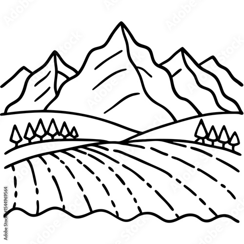 Sketchy Mountain Landscape
