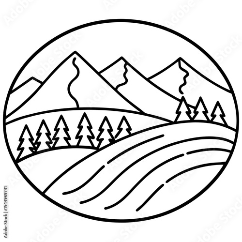 Sketchy Mountain Landscape