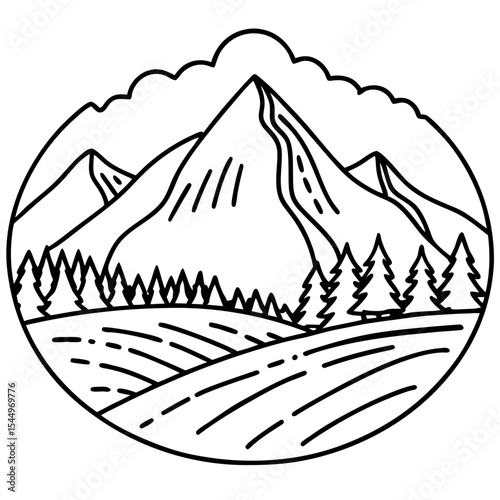 Sketchy Mountain Landscape
