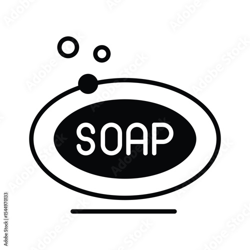 A modern glyph icon of soap bar with bubbles