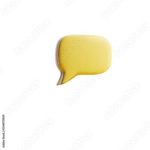 A vibrant yellow speech bubble on a white isolated background, perfect for conveying thoughts or messages in designs, illustrations, and social media graphics.