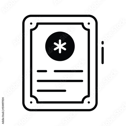 Get a glimpse of this glyph icon showing medical certificate paper