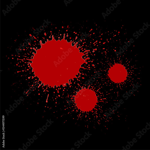 Abstract Red Splatter on Black Background: Graphic Design Element