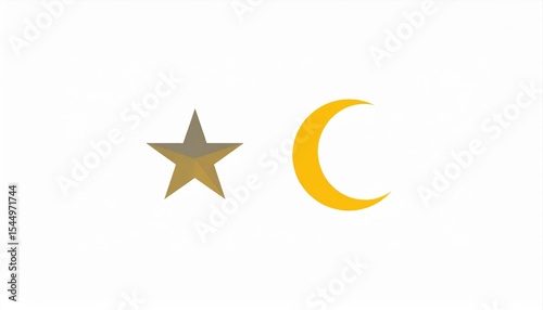 Star and crescent symbol illustration on a white background.
