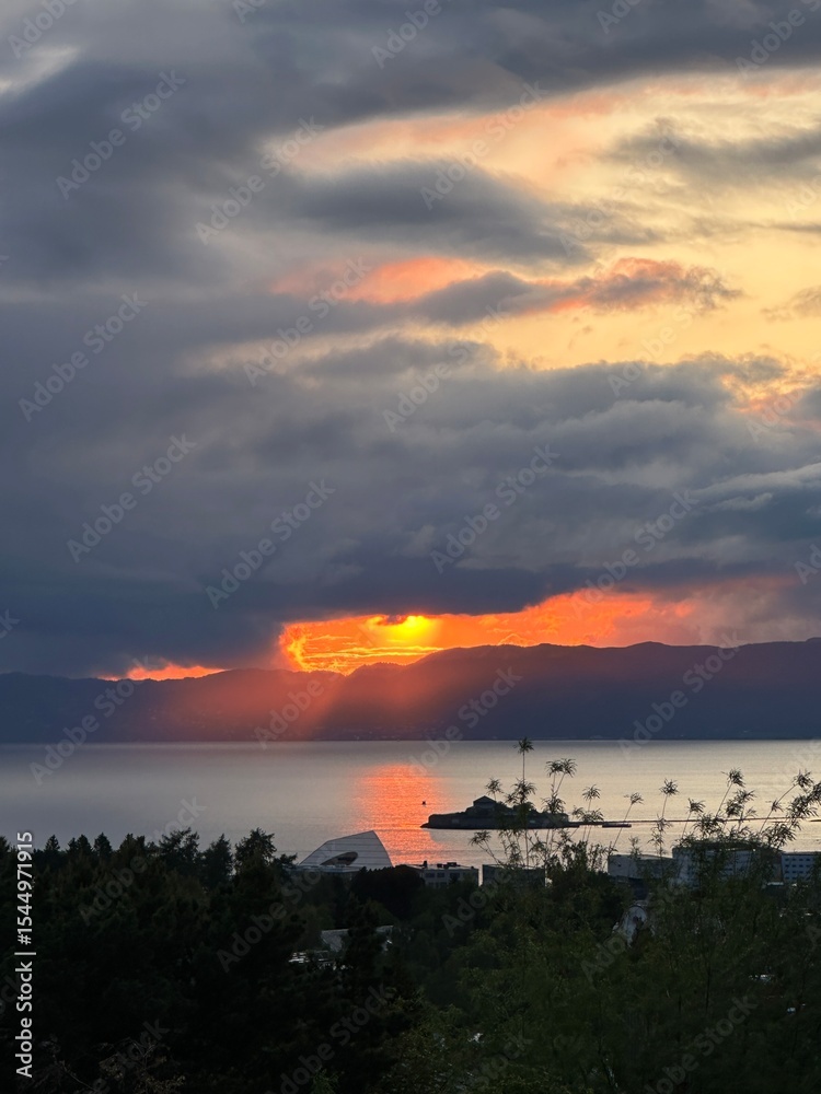 Fototapeta premium sunset over the fjord