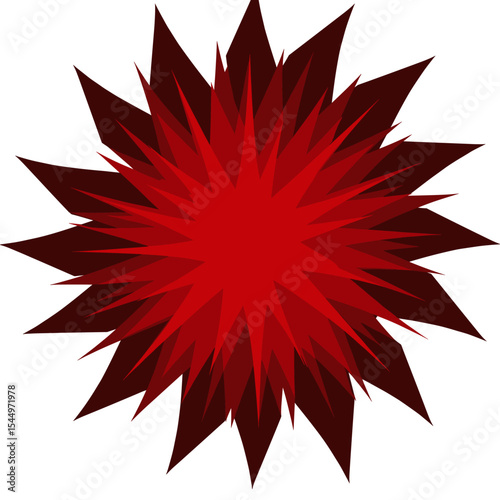 Abstract Red Burst Star Shape, Geometric Design Element