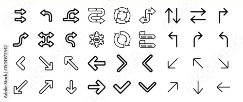 Black and White Arrow Icon Collection Set Bundle 271
