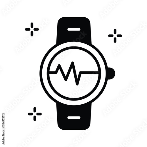 An amazing glyph icon of smartwatch tracking health data