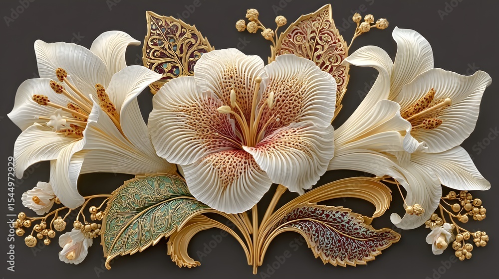 custom made wallpaper toronto digitalIntricate golden flower bouquet with luxury design high resolution image