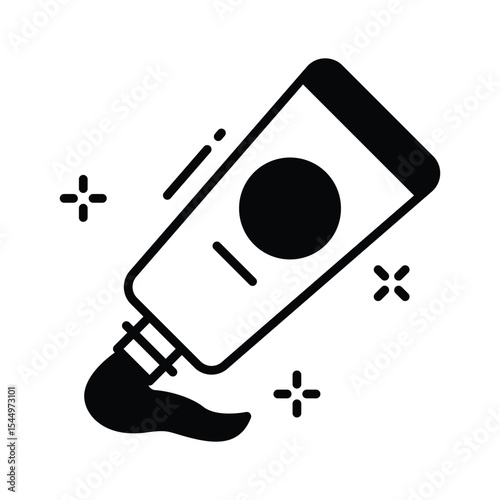 Grab this glyph style icon of ointment tube with cream