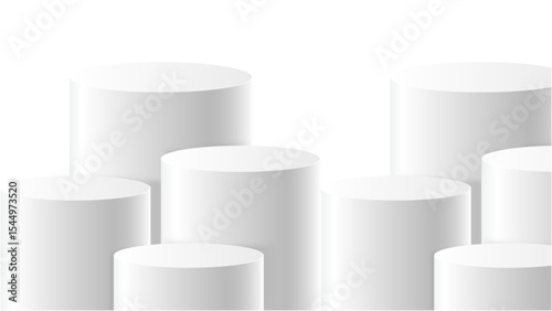 Transparent Background Cluster of White Product Display Cylinders

