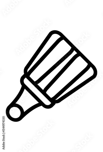 Handheld fan-shaped brush for sweeping small debris, ideal for quick cleanups.