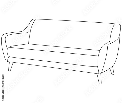 Line room art Sofa vector illustration design