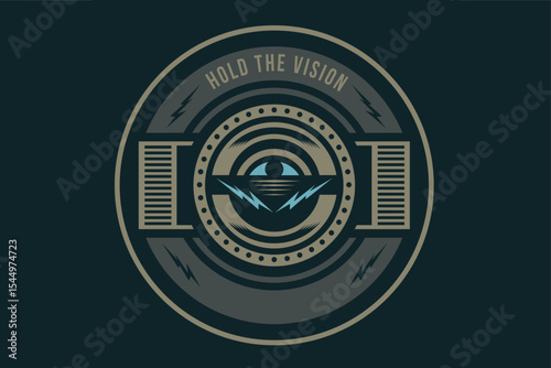 modern logo design pectoral minimal with Mystical Eye Emblem with Bold Design and Motivational Text
