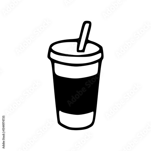 minimalist drink cup with straw icon
