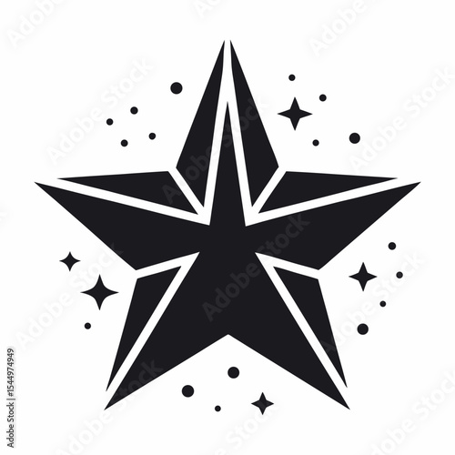 black star on white background