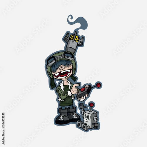 Cartoon Character Using Remote Control with Robotic Device for Digital Illustration