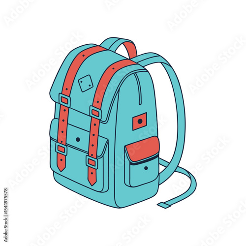 Backpack vector for school or travel illustration in flat style