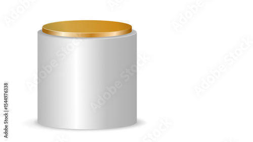Beige and Gold Round Pedestal Display Stand - Transparent Background
