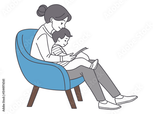 Minimal Mom and Baby Line Drawing