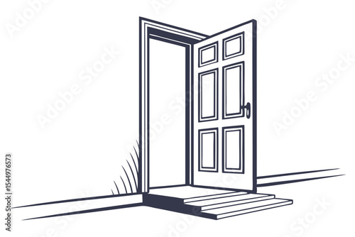 Simple Door Opening Vector Art