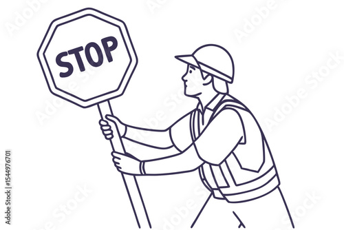 Construction Worker Stop Sign Pose