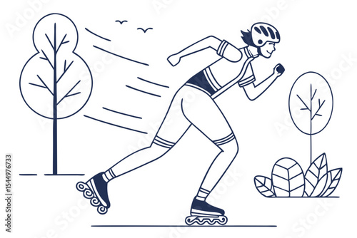 Rollerblading Athlete in Motion Vector