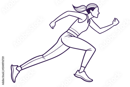 Female Runner in Action Pose Illustration