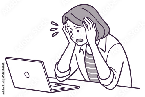 Overwhelmed Woman with Laptop Design