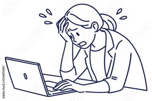 Frustrated Female at Computer Art