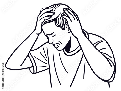Tired Man in Stress Illustration