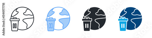 Pollution Icon Set Multiple Style. Design In Outline, Blue, Glyph, Dual Tone