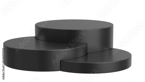 Triple Tier Black Circular Podium Display for Products & Awards
