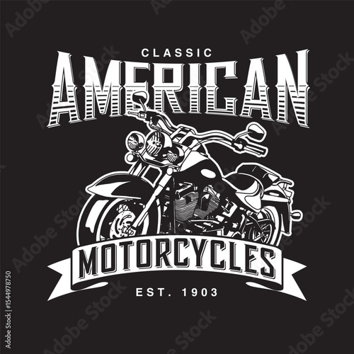 black and whiteRetro Motorcycle logo, Vector Art of a Bike with typography for poster or Banner