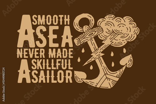 motivation illustration with anchor design marron background,  tshirt Printed Paper Creative Artwork Wall Poster
