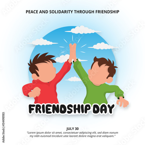 Friendship Day design with two boys high fiving