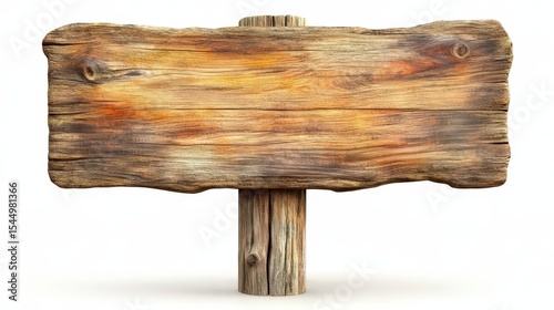 A rustic wooden signboard with a natural textured surface, mounted on a short wooden post, ideal for outdoor or vintage-style displays.