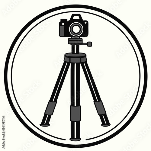 A man crouches while taking a photograph with a camera, isolated on white background