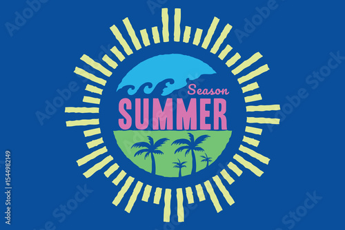 summer tshirt design nature illustration stamp with the text inside the world vector