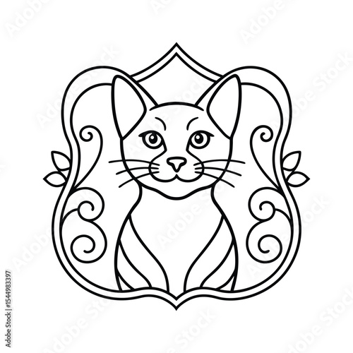 art nouveau style decorative cat vector for international cat day.