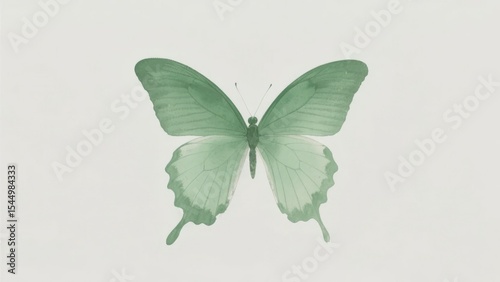 Monochromatic Green Butterfly with Detailed Wings