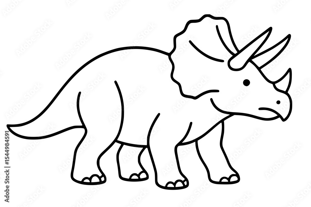Fototapeta premium Triceratops Line Drawing Vector