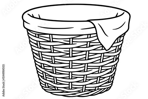 Wicker Laundry Basket Vector Illustration