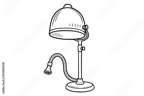Vector Illustration of Vintage Hair Dryer on Stand