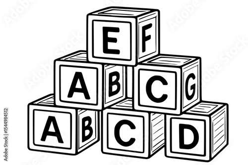Vector Illustration of Alphabet Blocks Stacked in a Pyramid