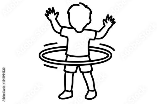Vector Illustration of Child Spinning a Hula Hoop