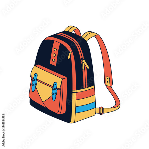 Backpack vector illustration for school or travel in flat style