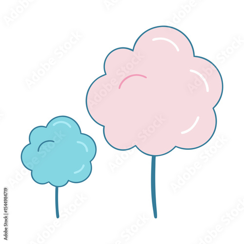 cotton candy skies doodle style vector art.