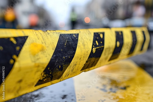 High Definition Visual of Yellow and Black Barricade Tape