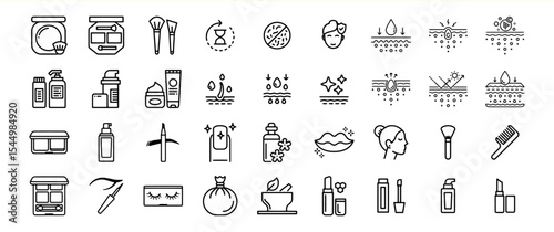 Black and White Makeup and Skincare Icon Bundle icons
